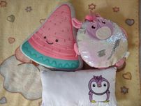 3 poduszki, ozdobne, cekiny, miekkie