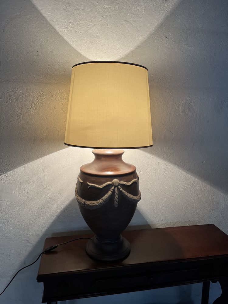 Lampa stojąca nocna Duża ceramiczna  i abażur. Do  salonu sypialni