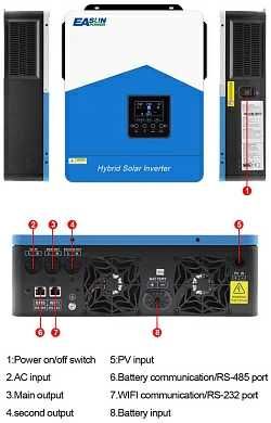 НАЛИЧИЕ! Гибридный инвертор EASUN 6.2kW 48V ISolar-SMH-III WiFi