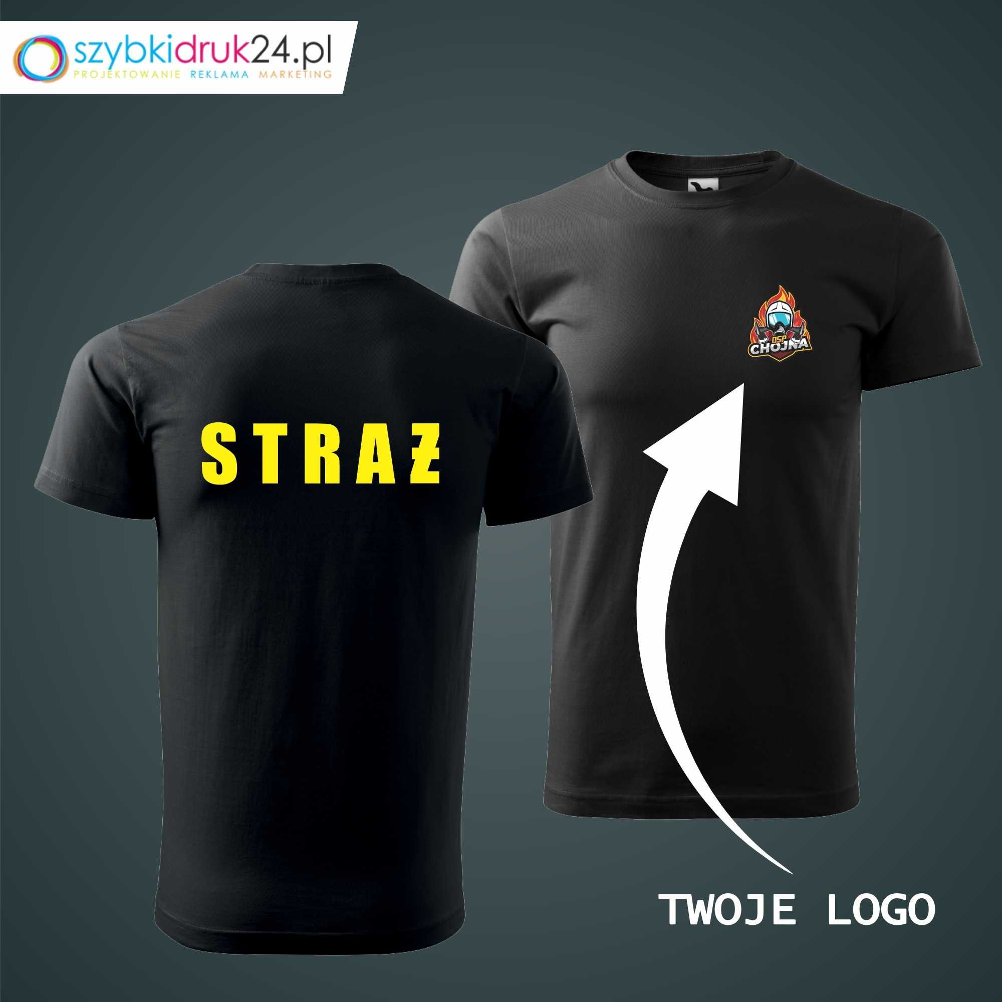 Koszulka, T-shirt - nadruk STRAŻ z TWOIM LOGIEM - OSP / PSP