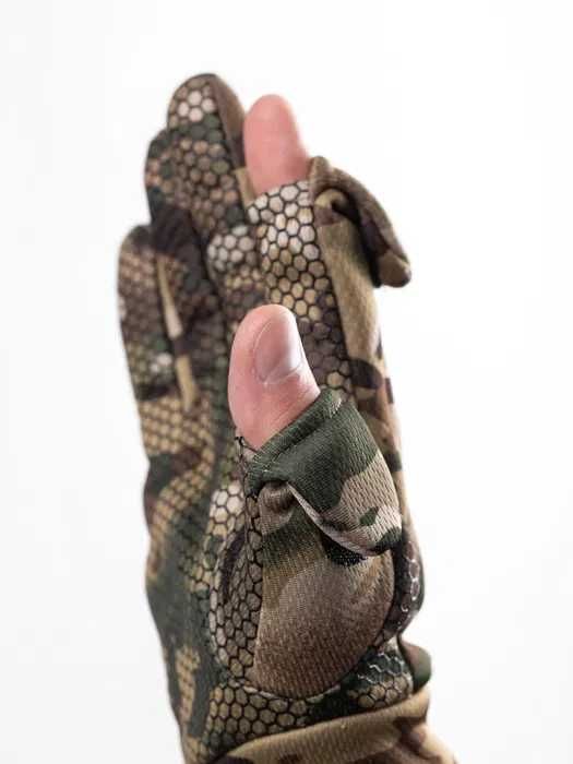 Тактичні перчатки мультикам з відкидними пальцями утеплені M, L