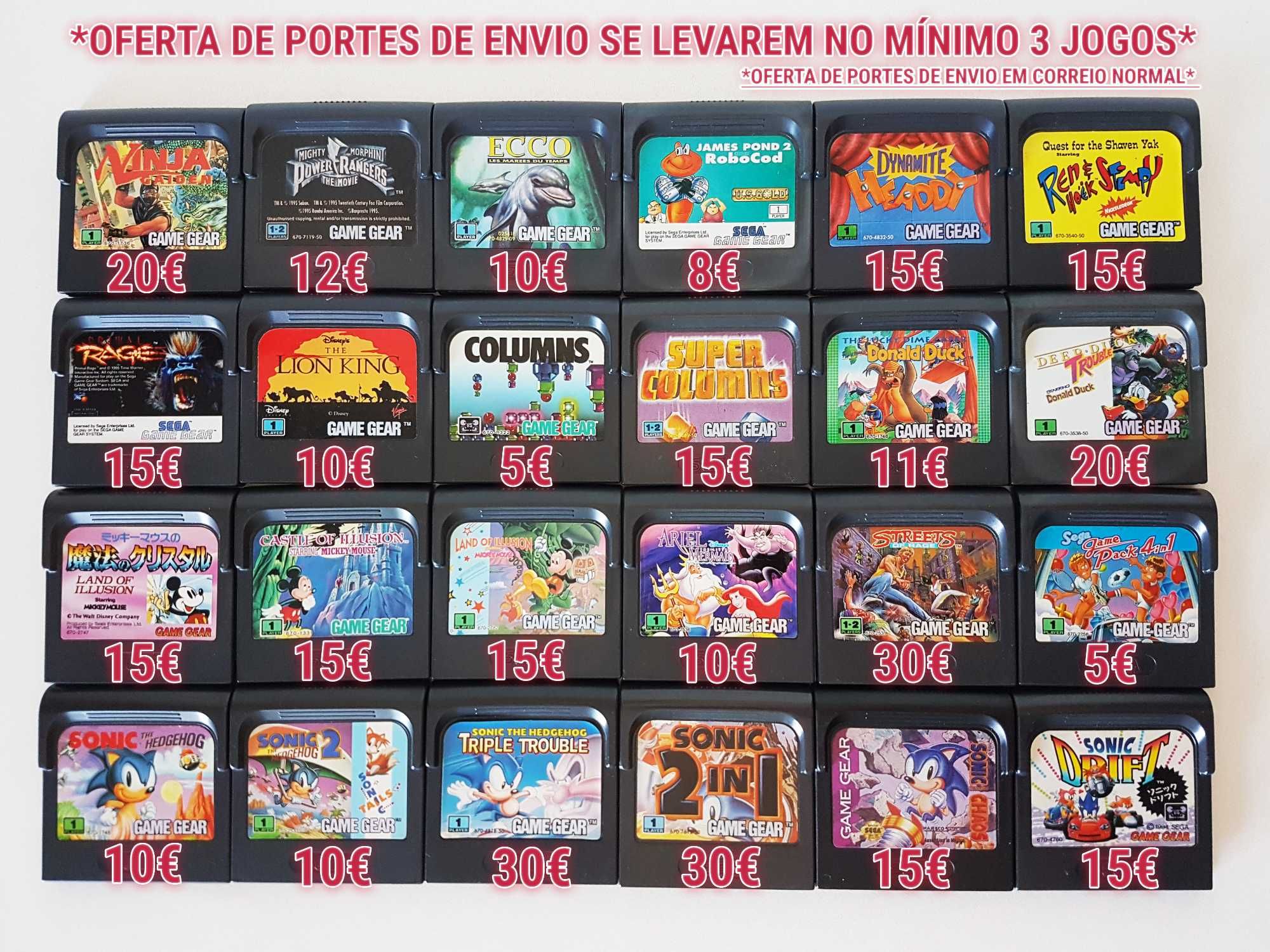 24 Jogos Sega Game Gear | Sonic, Ninja, Mickey, Streets of Rage *Ler *