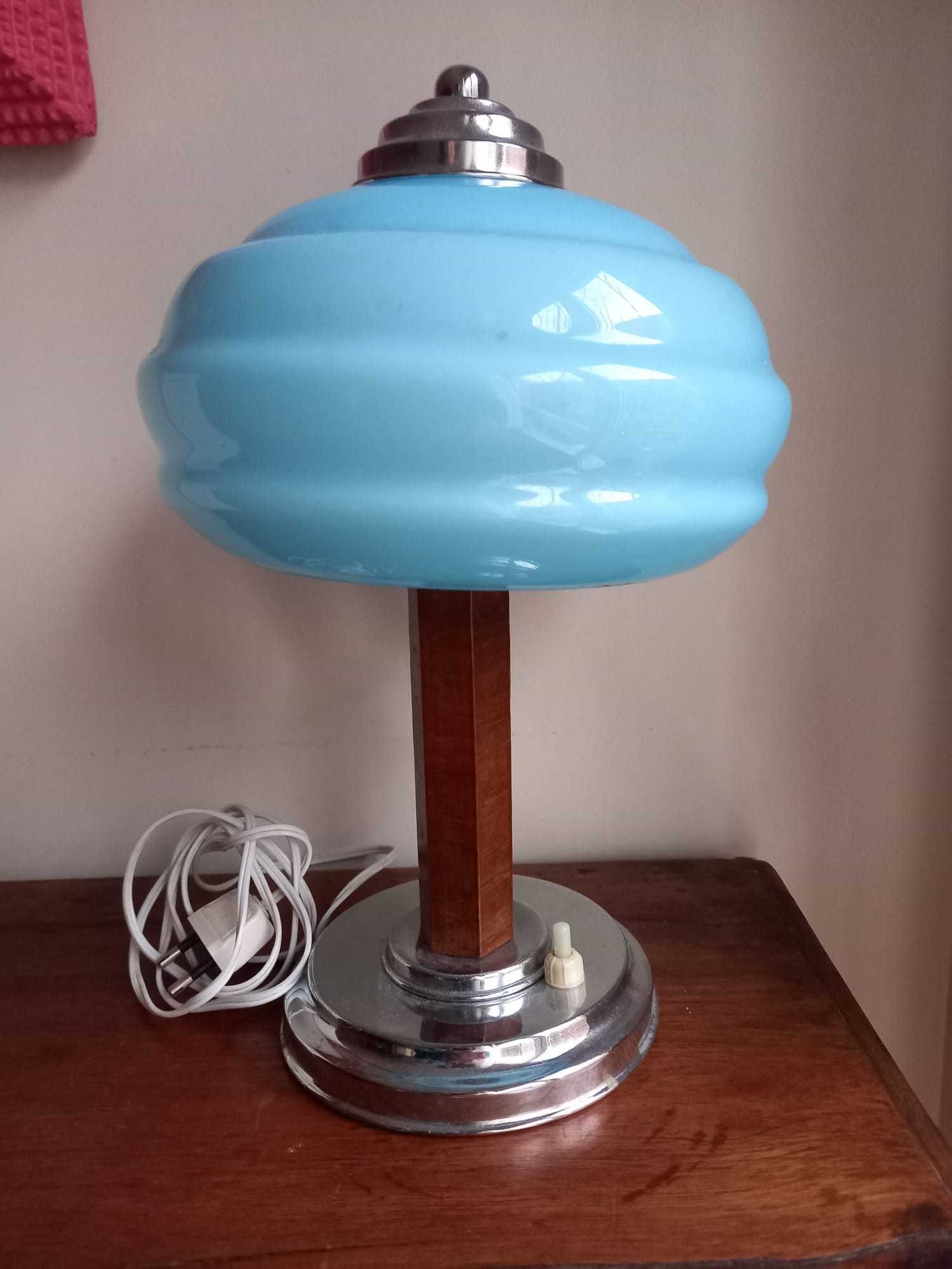 Candeeiro de mesa Art Deco vidro opalino