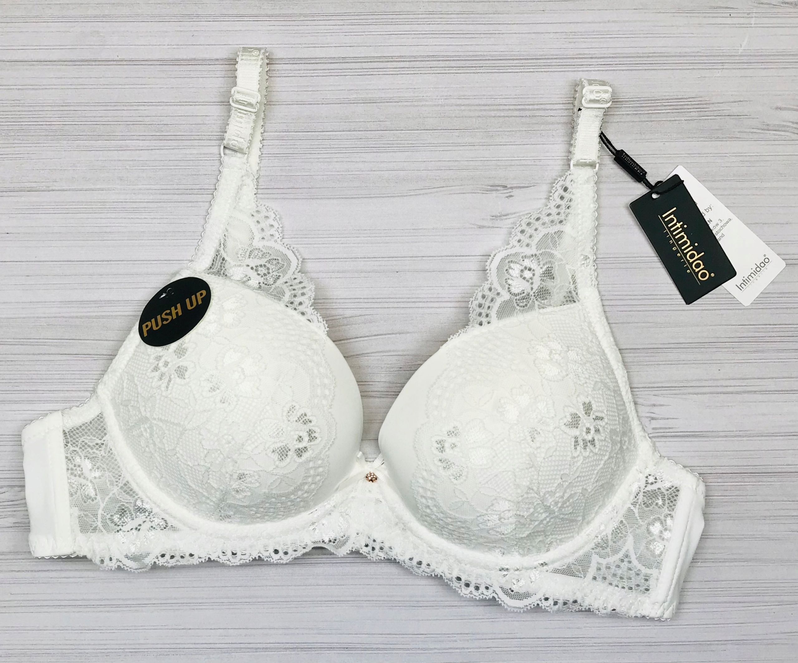 intimidao 85c biustonosz duży push-up powiększa biust ecru