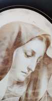 Obraz na szkle Antyk. Św. Maria.. Rzeźbiona rama - Mahoń.. Oryginał