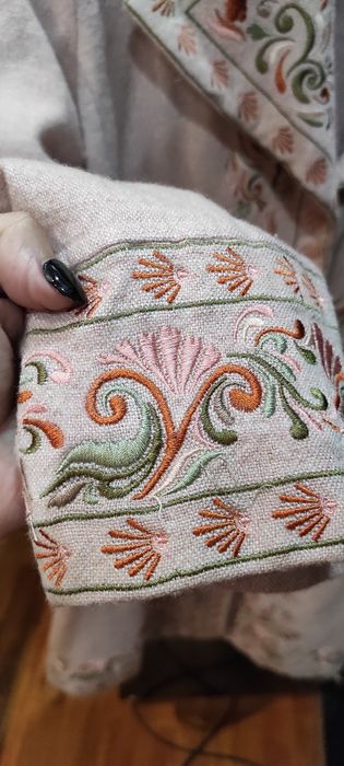 Casaco 3/4 de fazenda rosa bordada XL