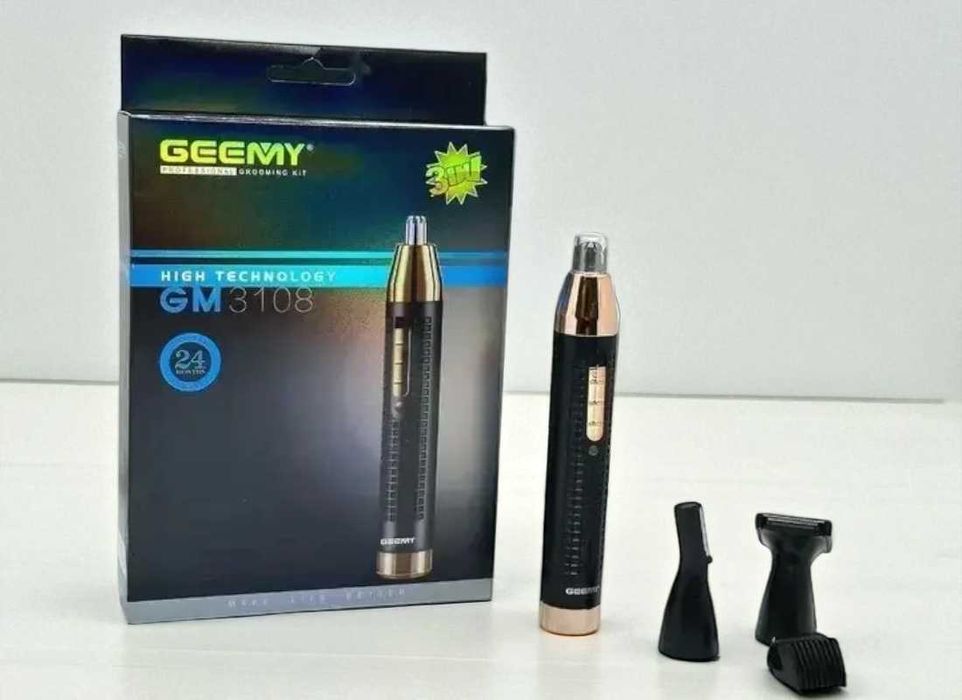 Бездротовий чоловічий тример Geemy GM-3108 3 в 1 для носу та вух