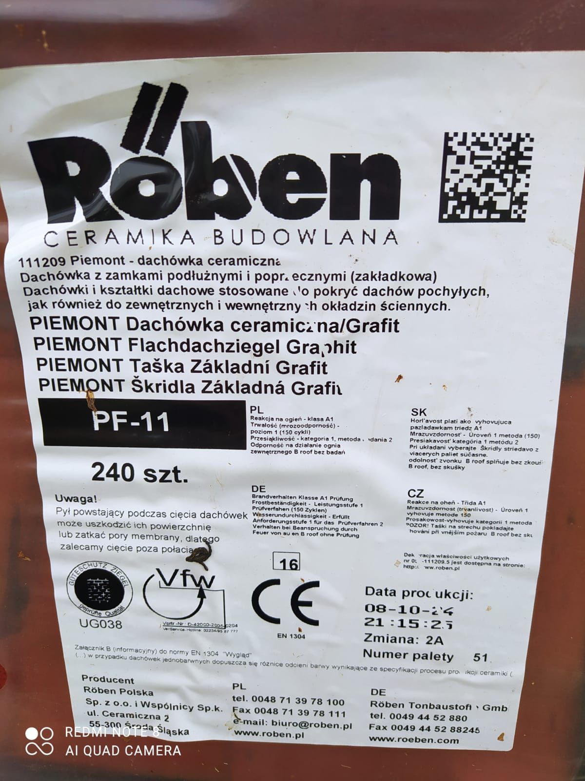 Dachówka ceramiczna grafit