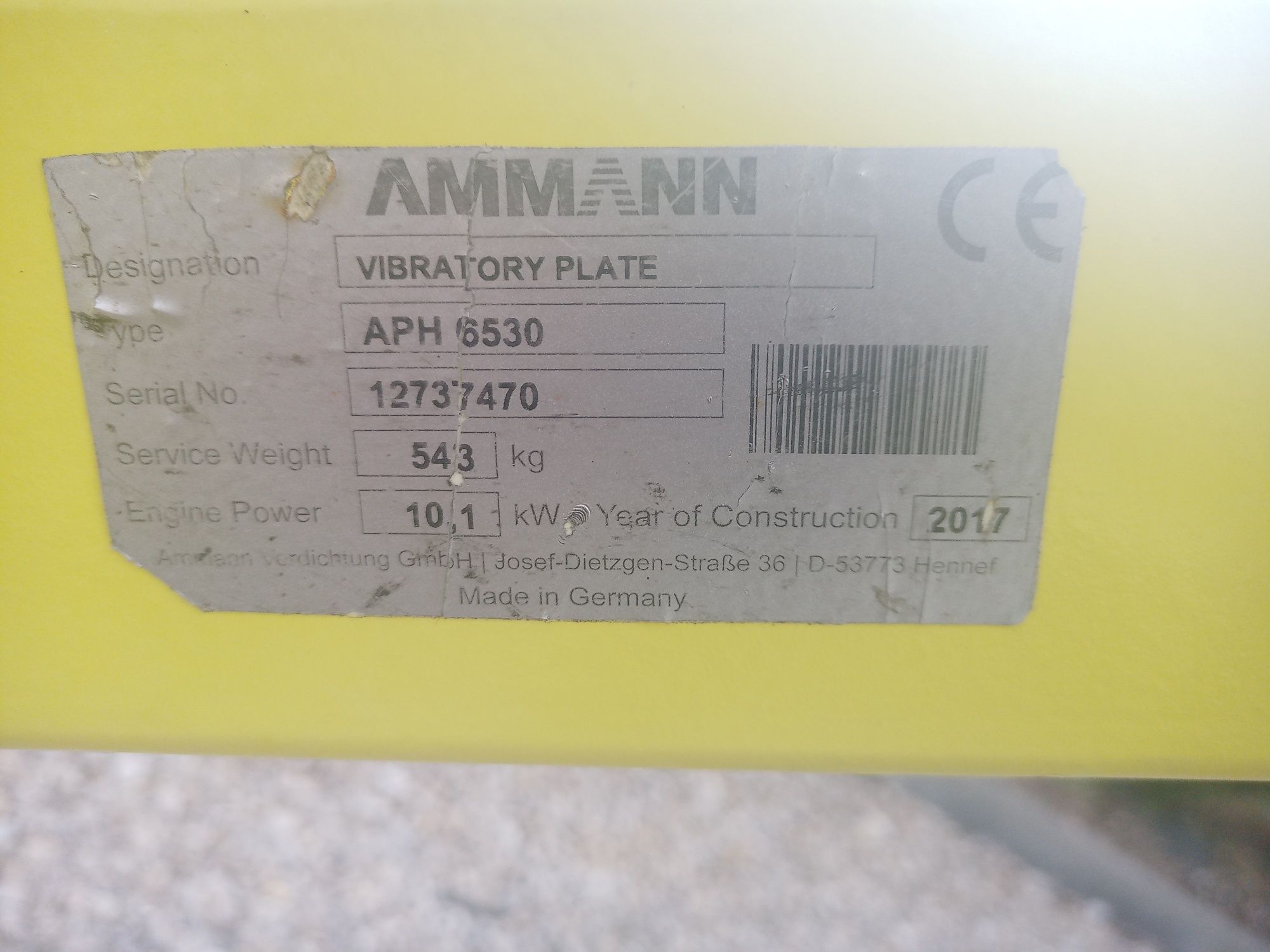 Zageszczarka 2017r Ammann APH 6530 ubijarka płyta wibracyjna 550kg