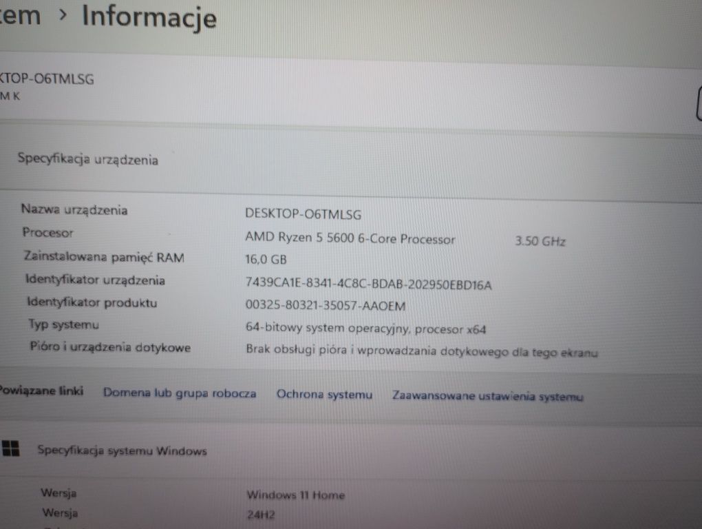 Komputer gamingowy Ryzen 5 5600/Rtx/Nvme/Wi-fi