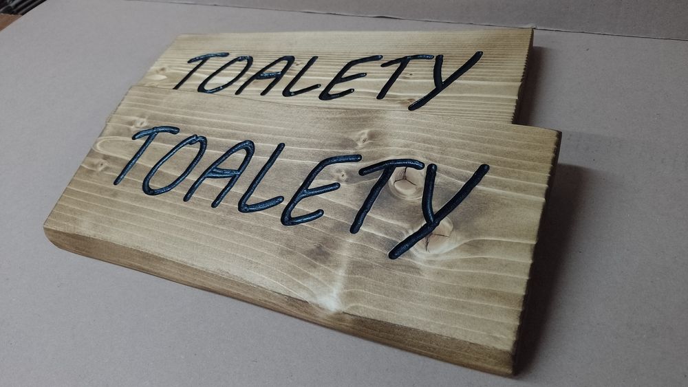 TOALETY  szyld drewniany tabliczka informacyjna znak deska grawer