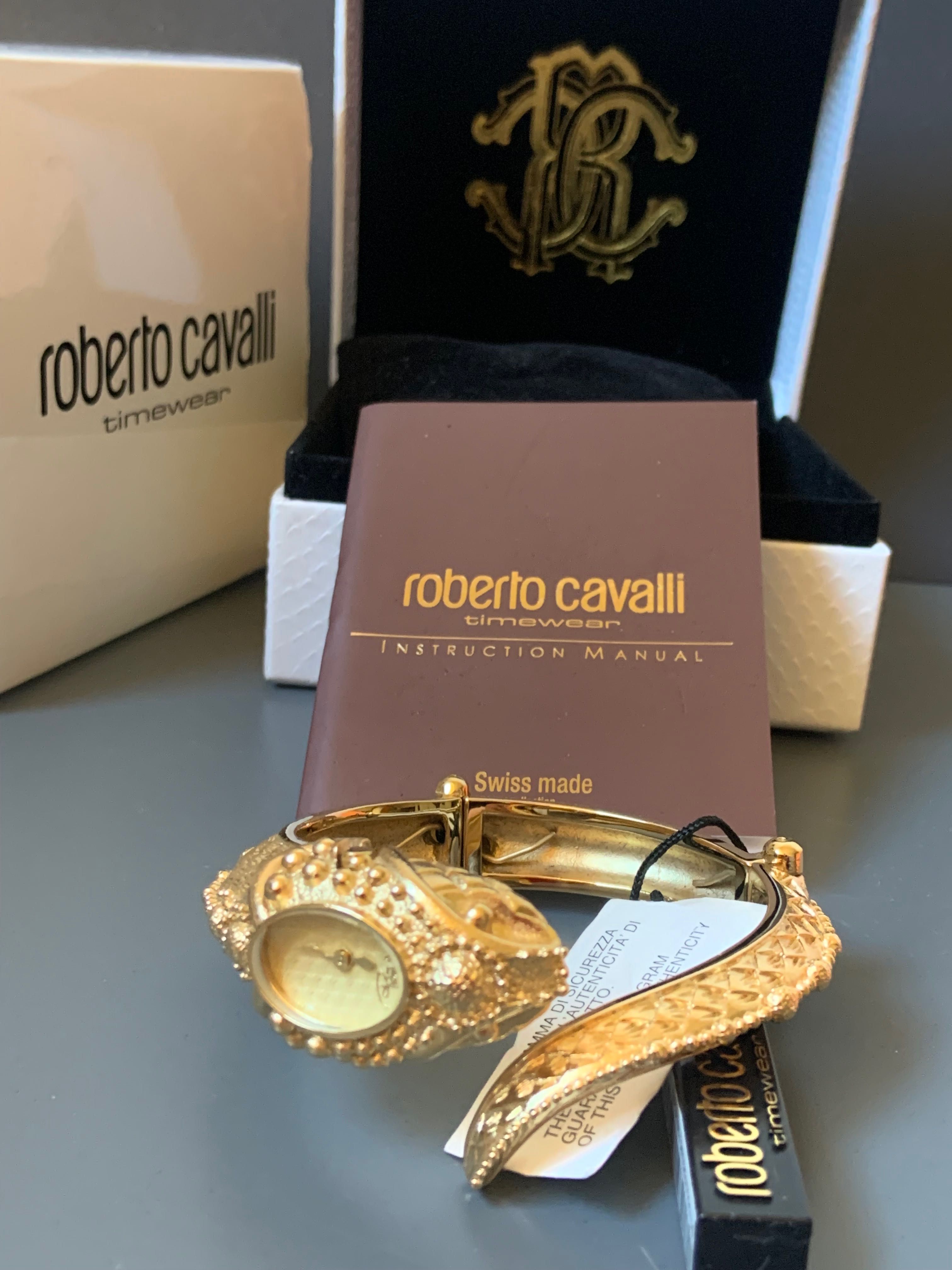 Годинник Roberto Cavalli змія в позолоті