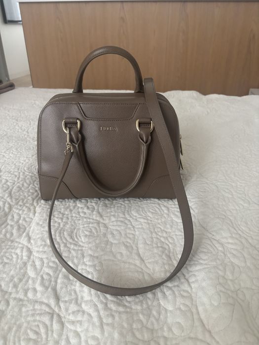 Сумка furla фурла оригінал коричнева темно-бежева