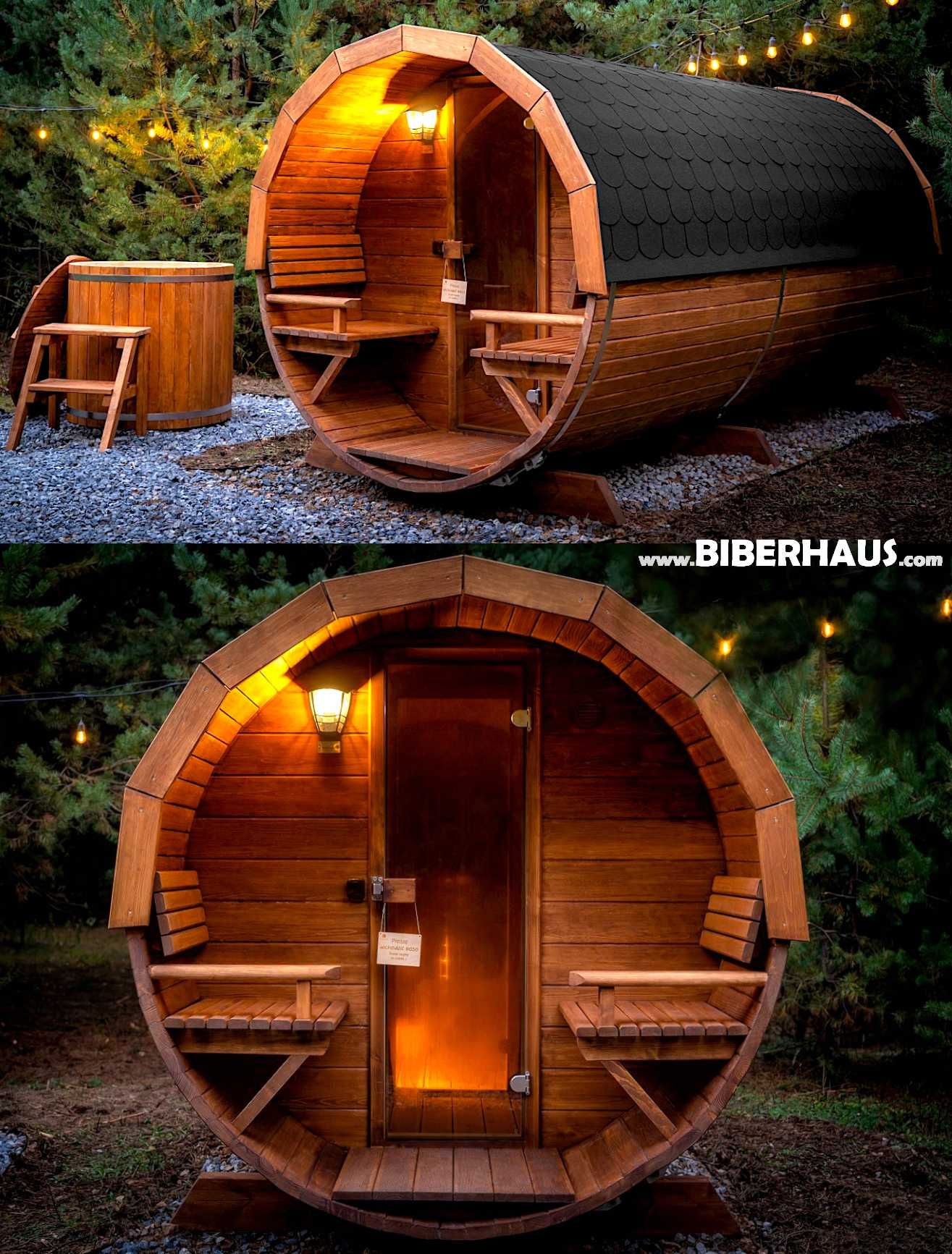 SAUNA Ogrodowa 300 cm + PRZEDSIONEK + GRATIS Beczka 500L + Akcesoria