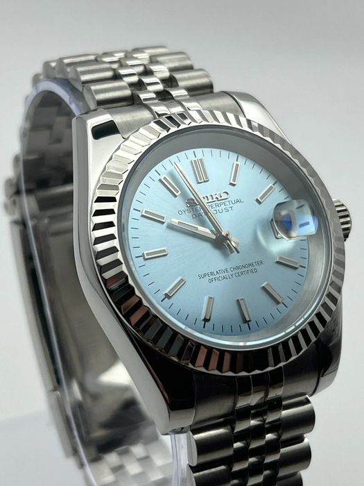 SEIKO MOD DATEJUST Niebieski Baby Blue Jubilee Custom NOWY