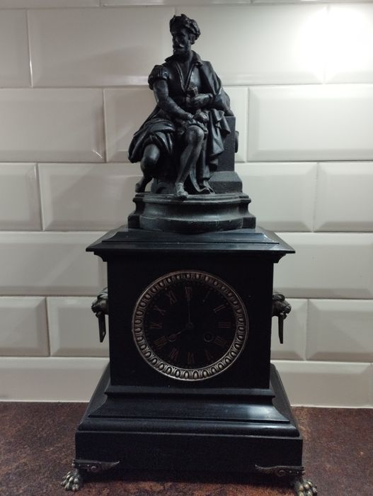 Zegar kominkowy, pałacowy. Antyk.