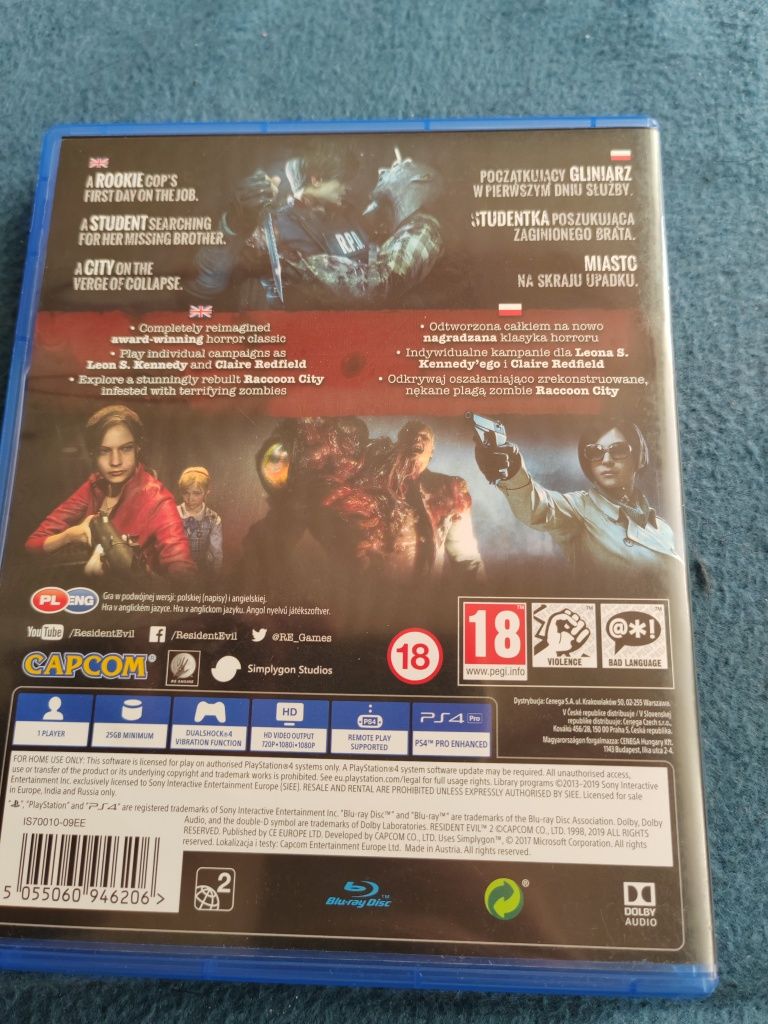 Resident evil 2 II ps4 PlayStation 4 5 polska wersja