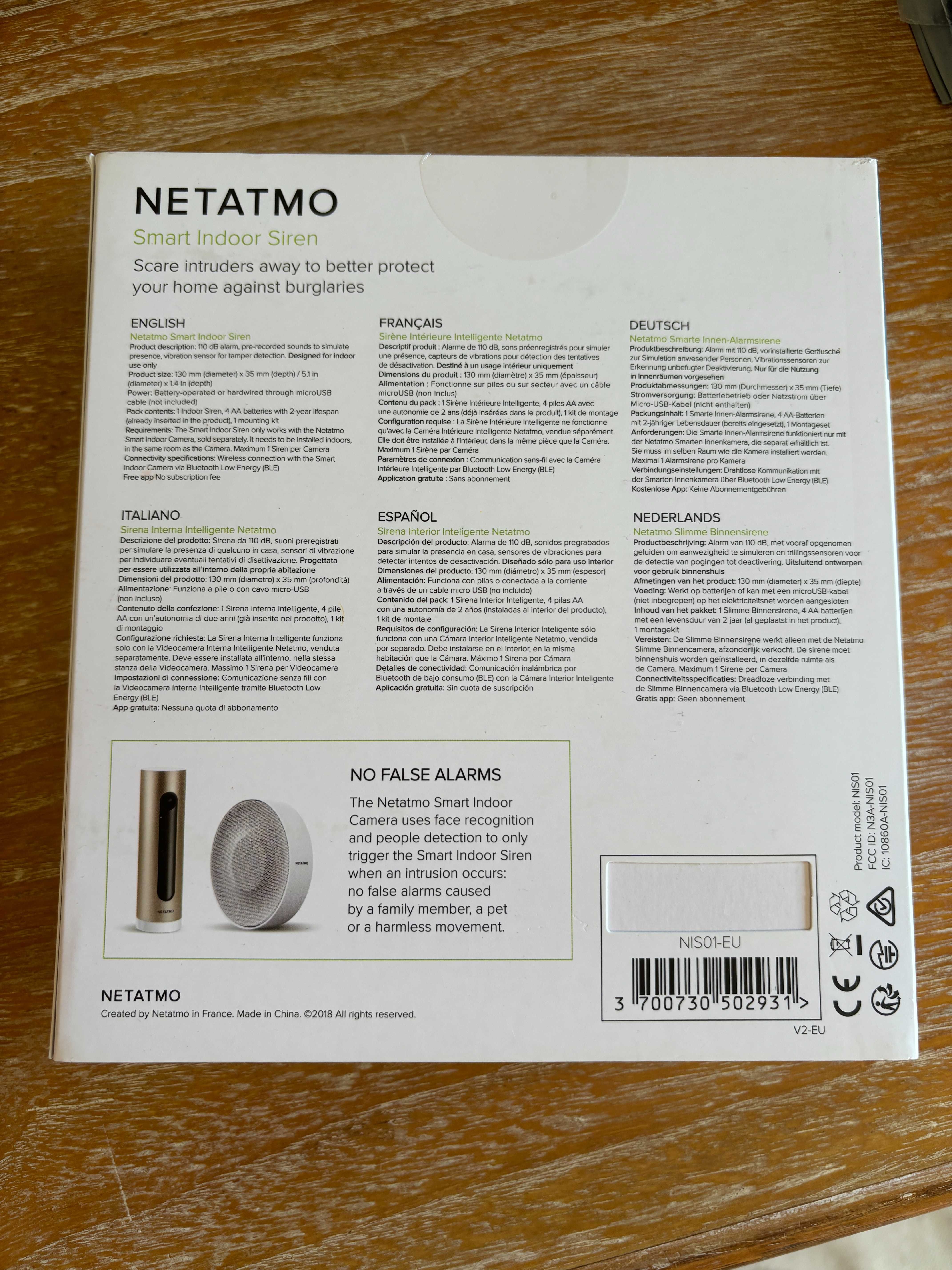 Netatmo Sirene para sistema de segurança