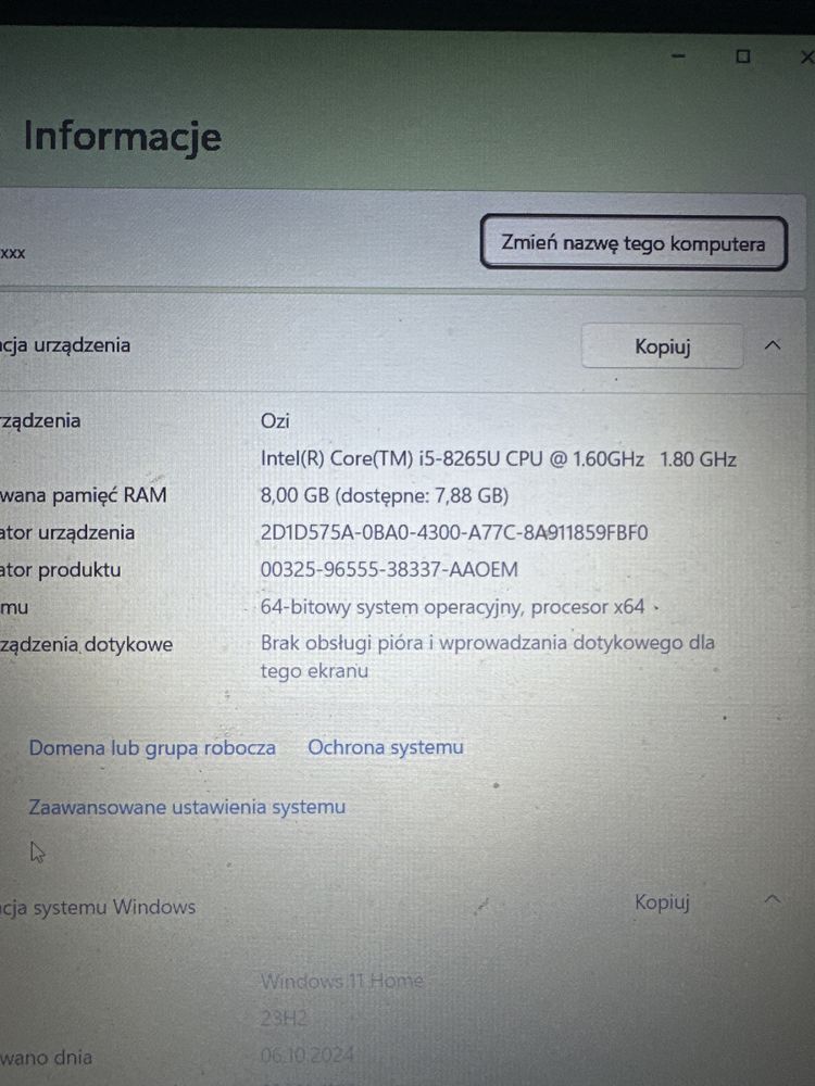 Laptop HP 15-dw0019nw