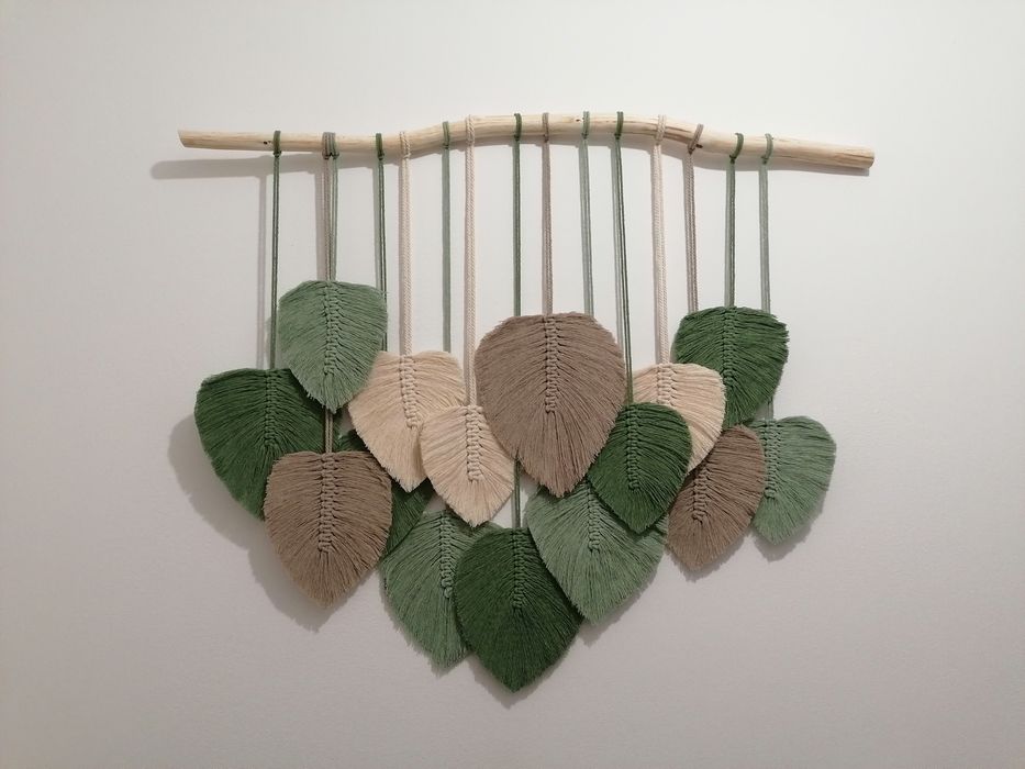 Quadro folhas macramé