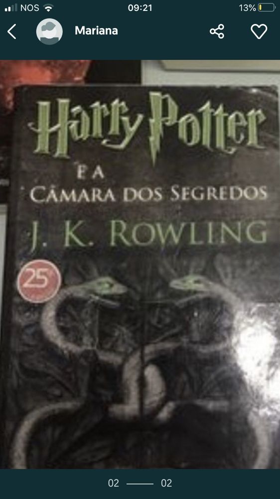 Lote 3 livros Harry Potter como novos