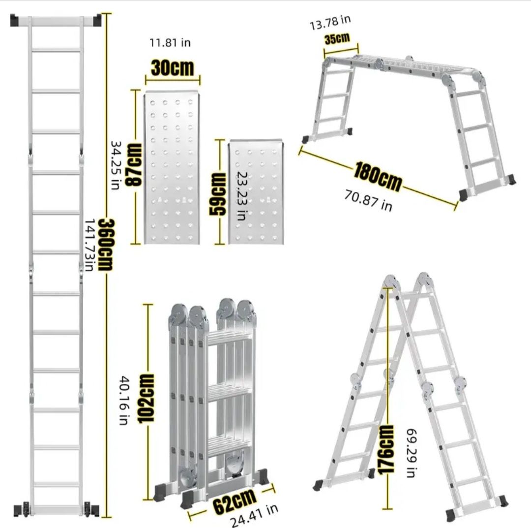 Drabina 4x3 przegłubowa aluminiowa nowa podest 150 kg. Posiadam 2 szt.