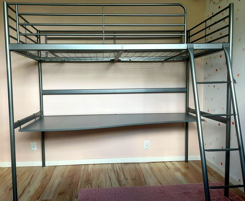 Łóżko piętrowe z biurkiem ikea Svarta + organizer gratis
