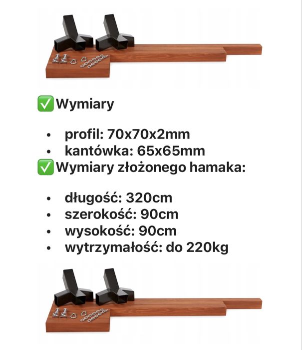 Stelaż drewniany do hamaka 220 kg