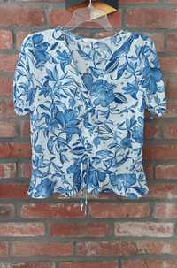 niebieska bluzka w kwiaty H&M 40/L