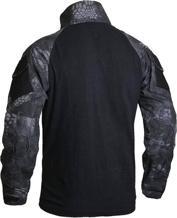 FICUHGOC Taktyczna Męska Koszulka Długi Rękaw Ciepła Czarna XXL