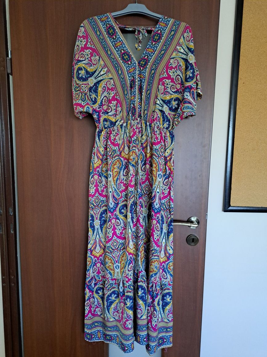 Długa sukienka na lato boho wiskoza S/M - nowa
