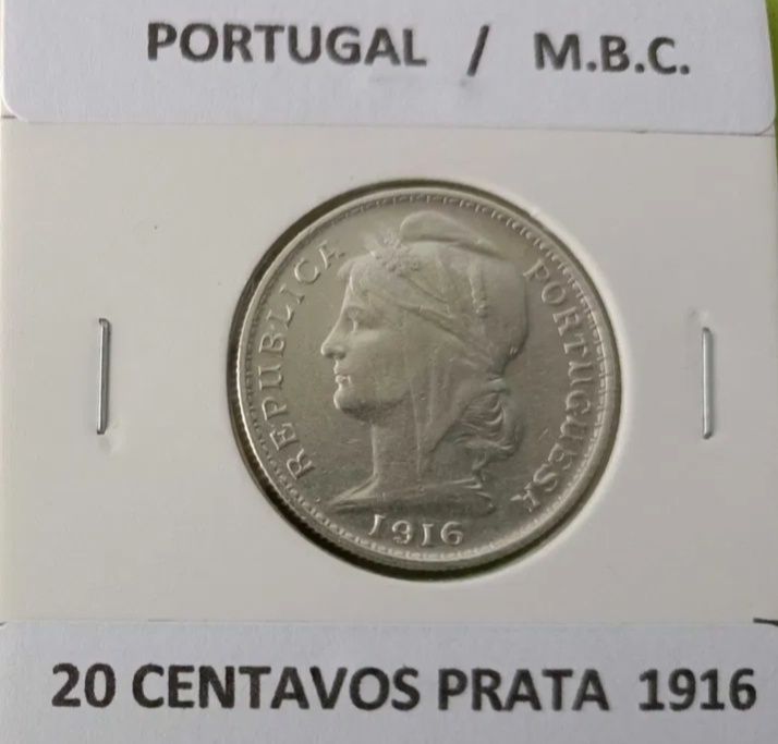 4 Moedas de 20  centavos da primeira República Portuguesa