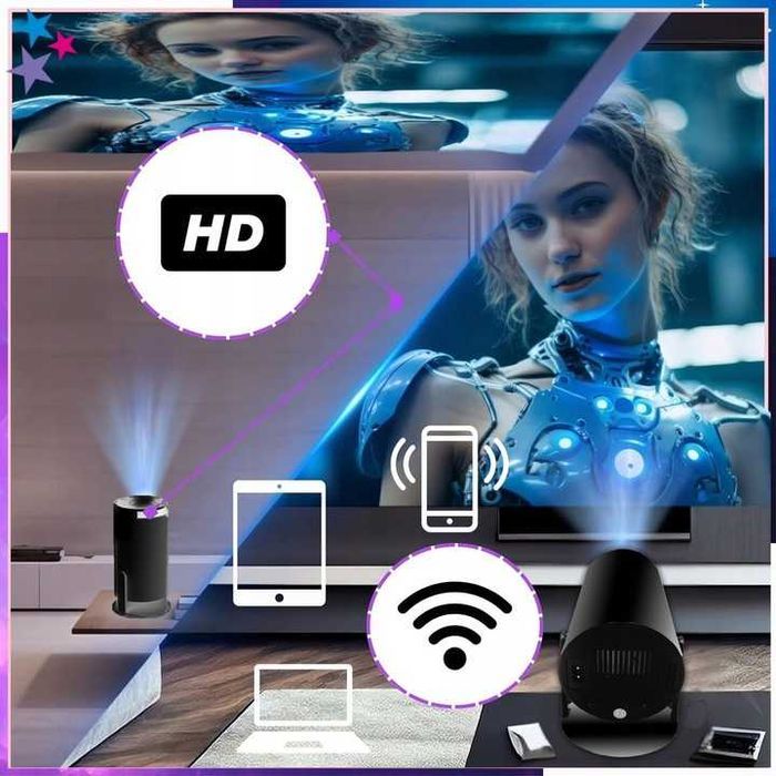 Projektor Rzutnik Mini Przenośny Android LED Wifi Full HD Smart TV