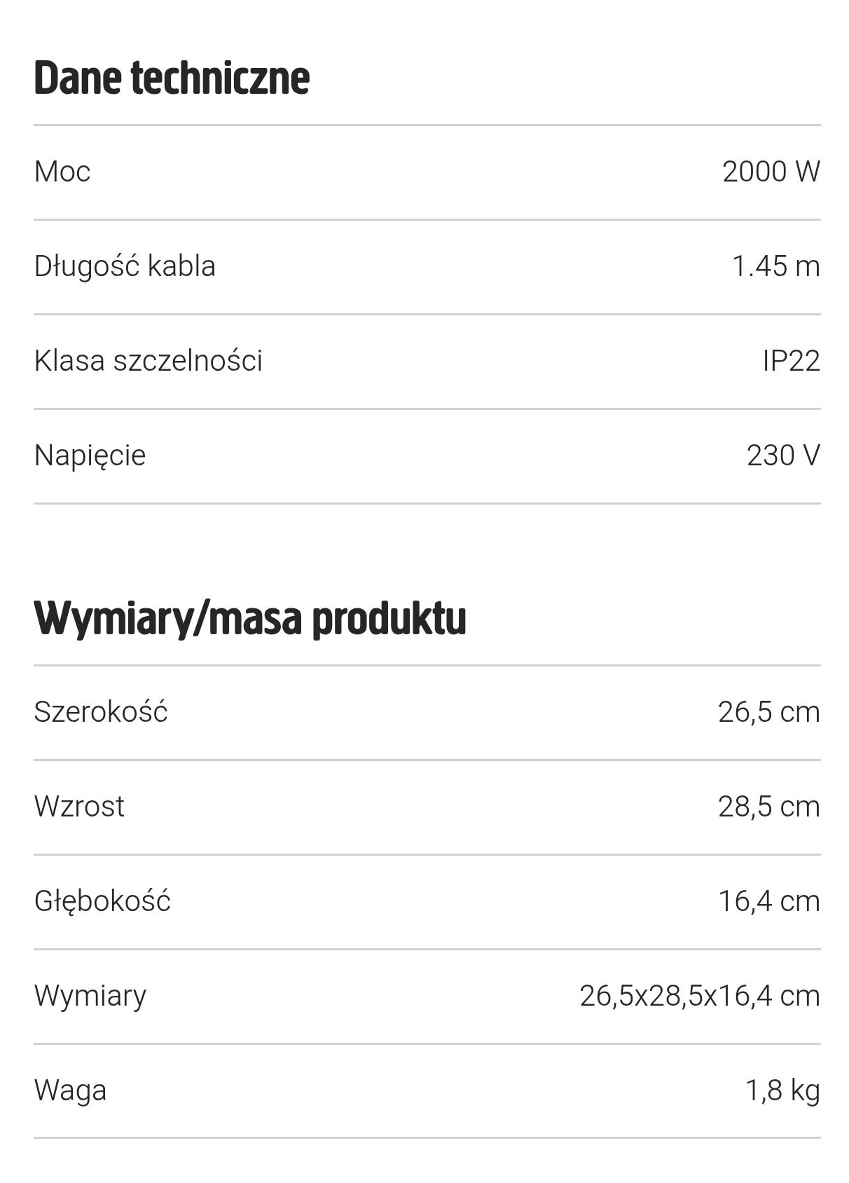 Ogrzewacz łazienkowy 2000W