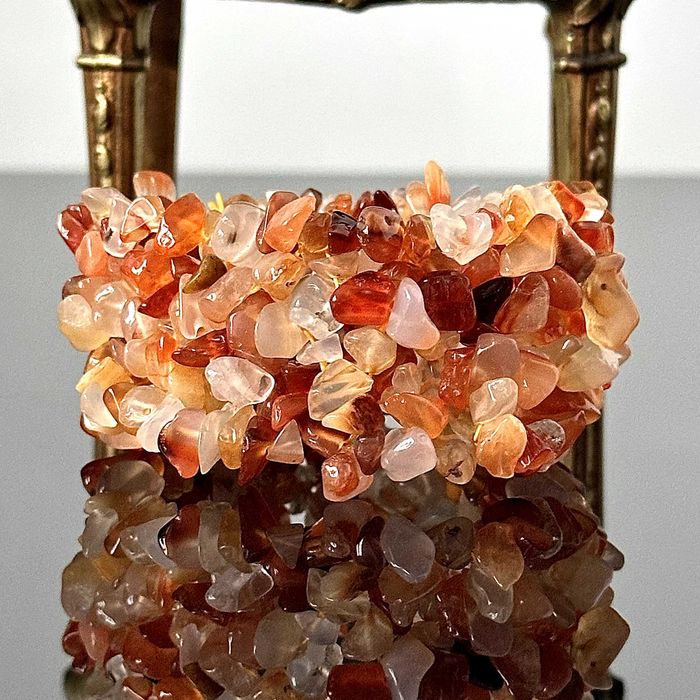 Szeroka bransoletka z naturalnym Karneolem z lat 70-tych z Londynu