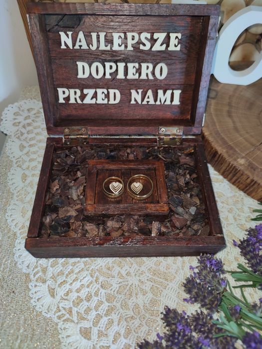 Pudelko na obraczki, debowe nowe
