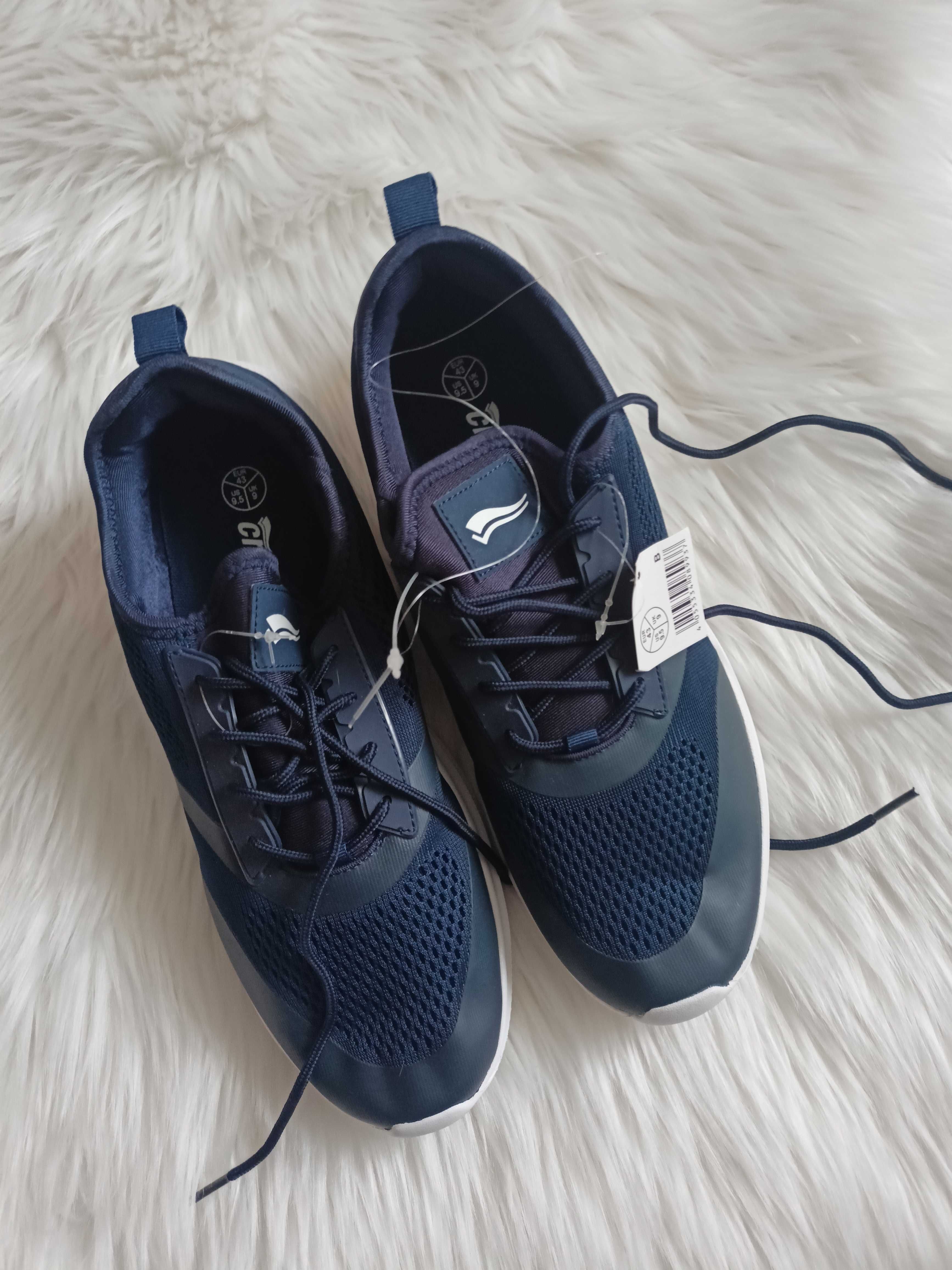 Nowe męskie granatowe adidasy buty sportowe z siateczką rozmiar 43