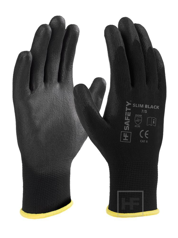 10 x Rękawice ochronne HF SAFETY SLIM-BLACK R.9