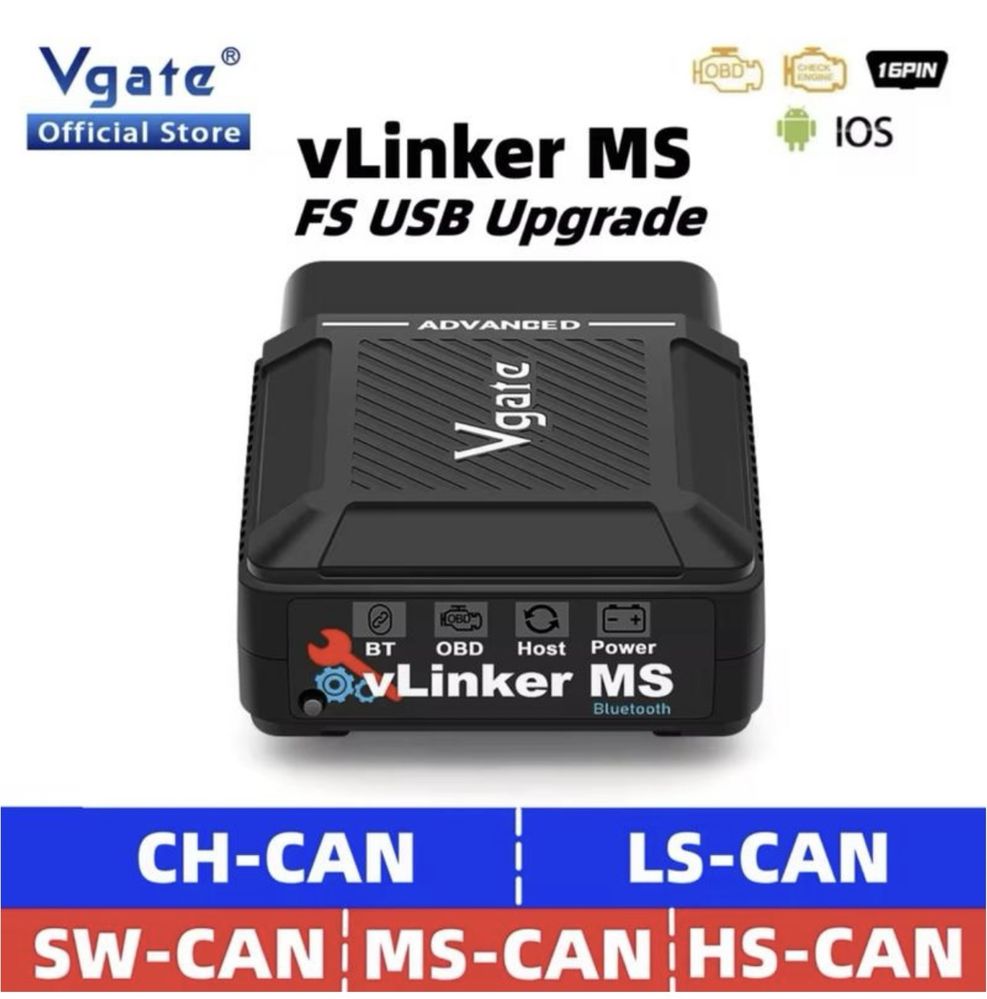 Топовий сканер/elm vgate vlinker ms v2.3 (android/ios/windows)