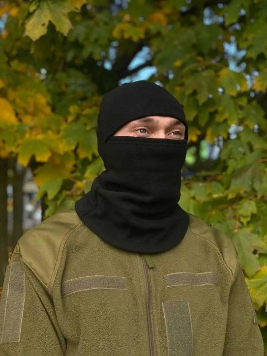 Флісова балаклава зимова чорна 300 г/м² — опт від виробника