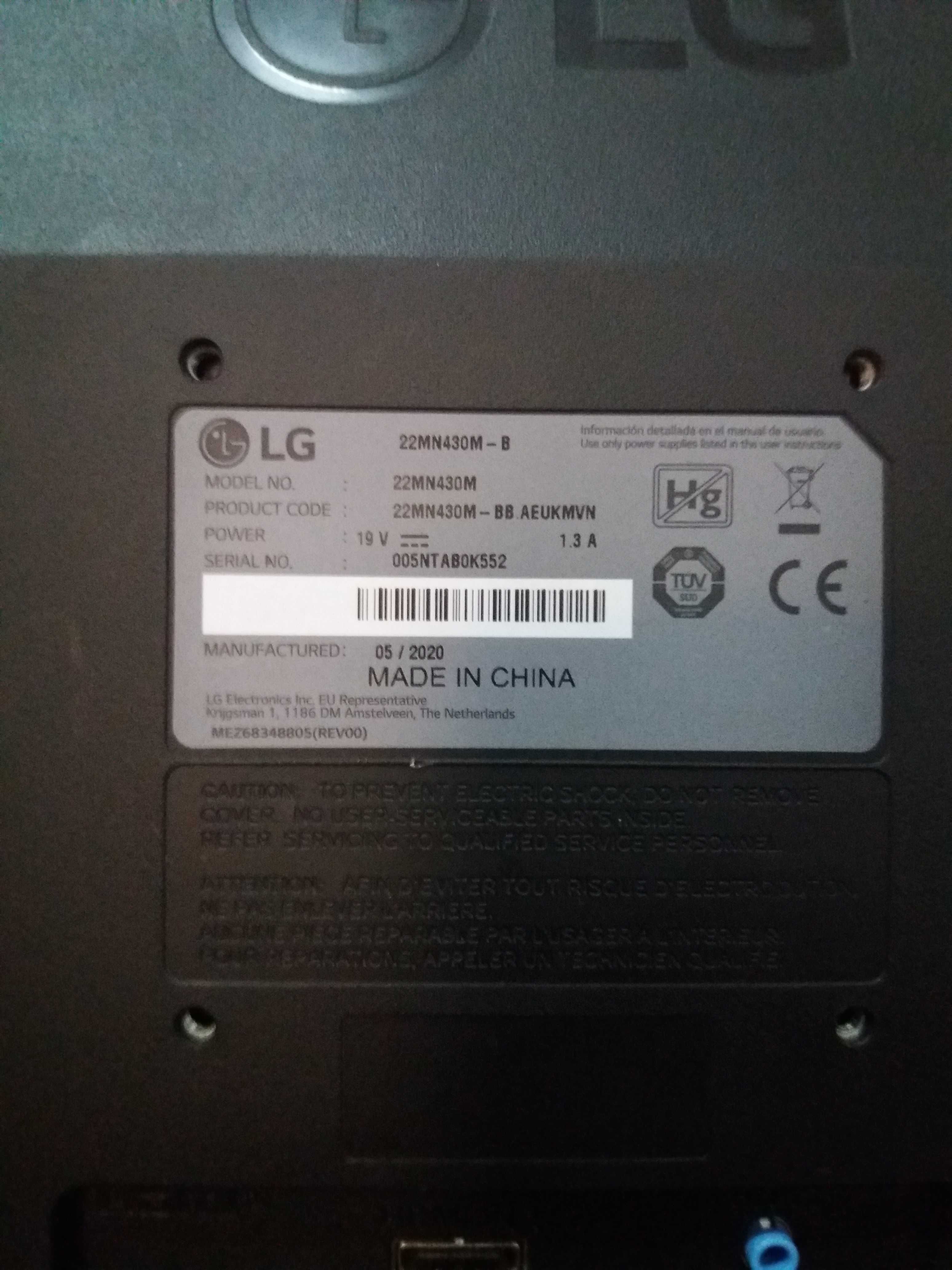 LG monitor 22" - modelo 22MN430M-B