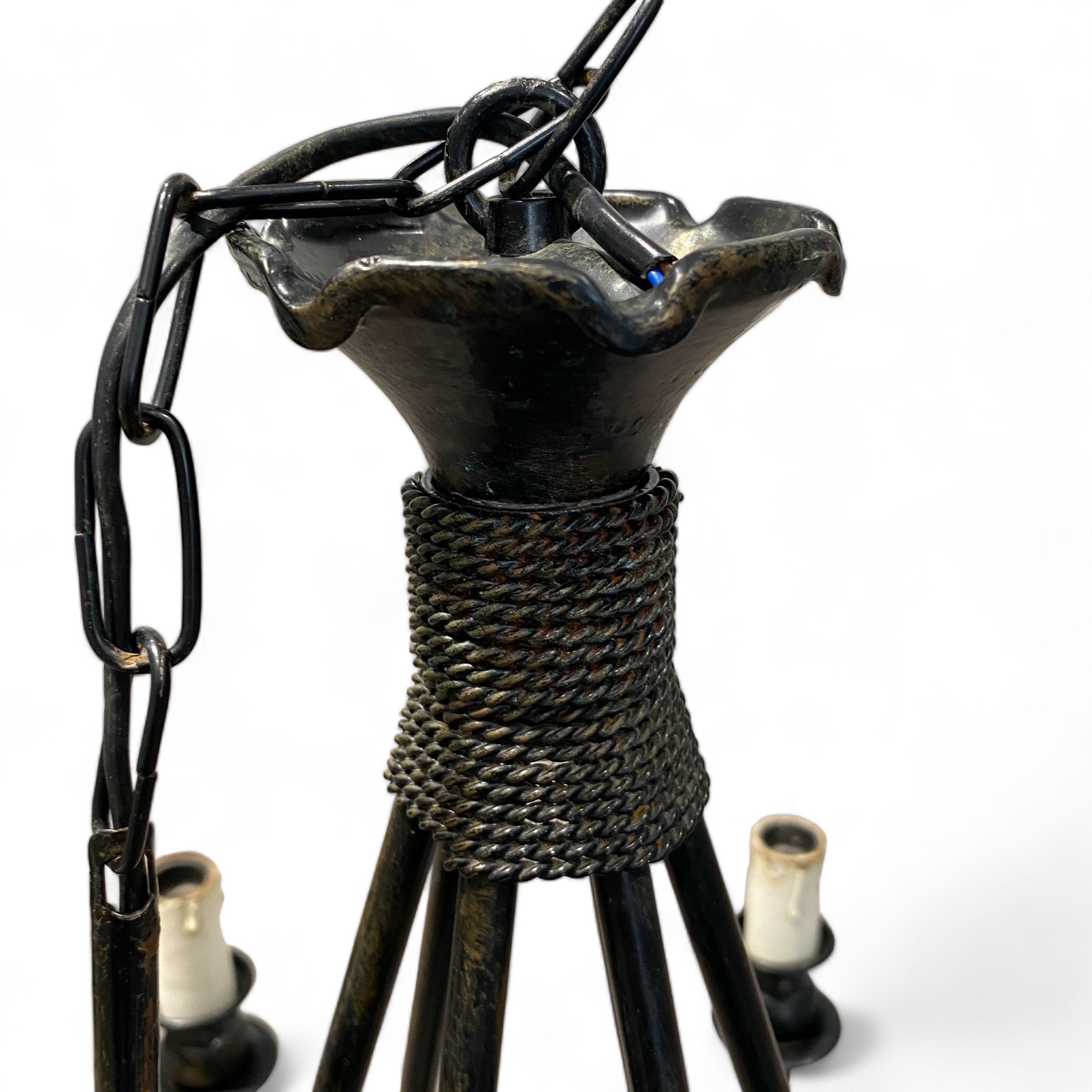 Candeeiro Teto 6 Braços c/ Velas (Preto)