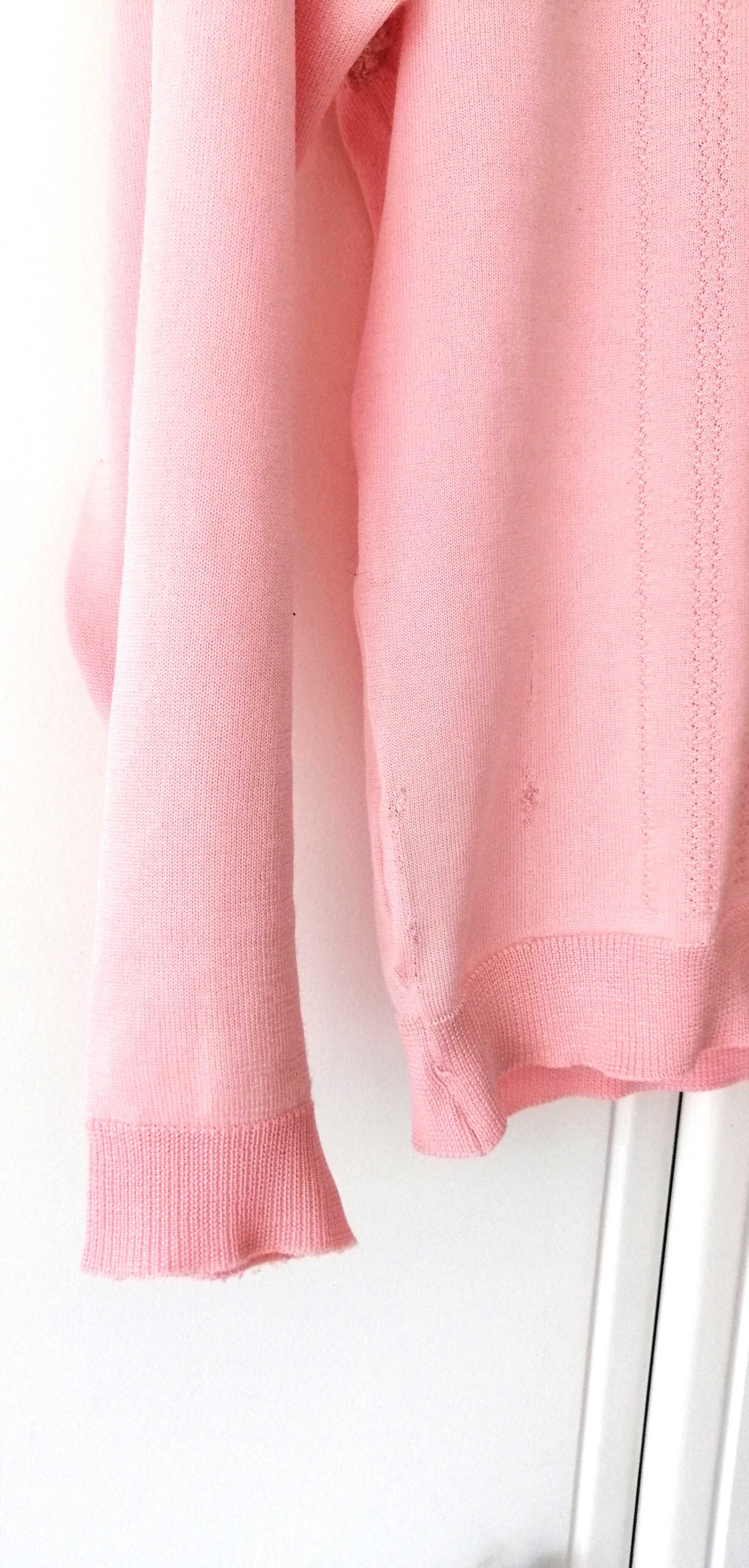jasnoróżowy retro cienki cieniutki sweterek vintage lata 60te pudrowy