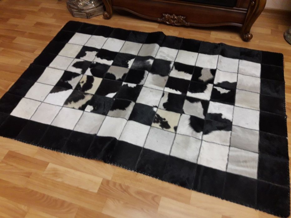 Килим зі шкір корови ручної роботи коврик ковер из шкур коров