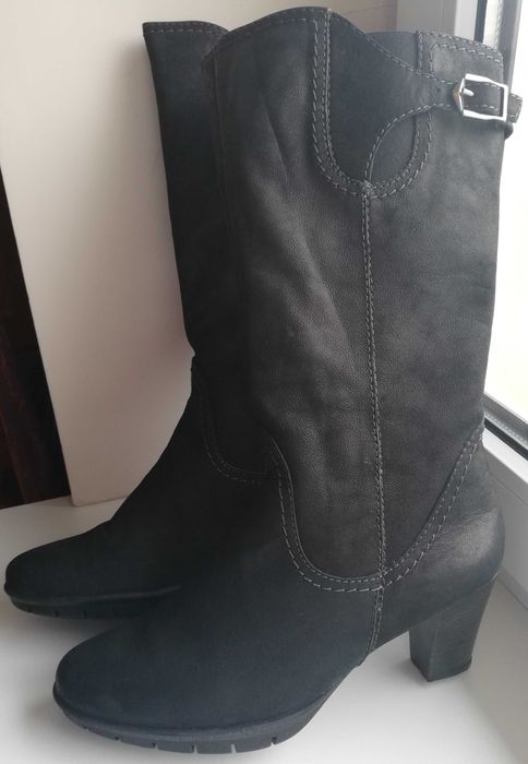 skórzane kozaki damskie Tamaris 40 skóra naturalna nubuk jak NOWE