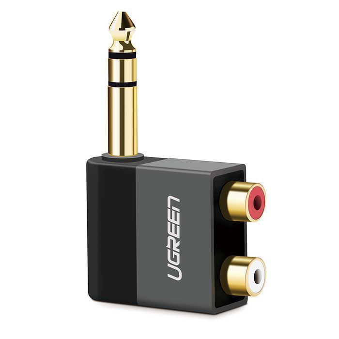 Ugreen Adapter Audio Jack 6.35Mm Męski Do 2Xrca Żeński Czarny (Av147)