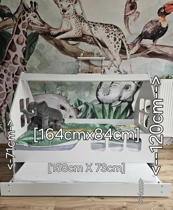 Łóżko dziecięce DOMEK PODWÓJNE 160x80  z funkcją spania+ 2 materace