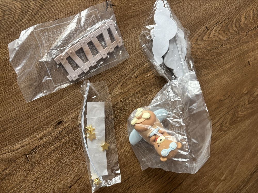 Dekoracja tortu miś samolot chrzest roczek dla chłopca babyshower