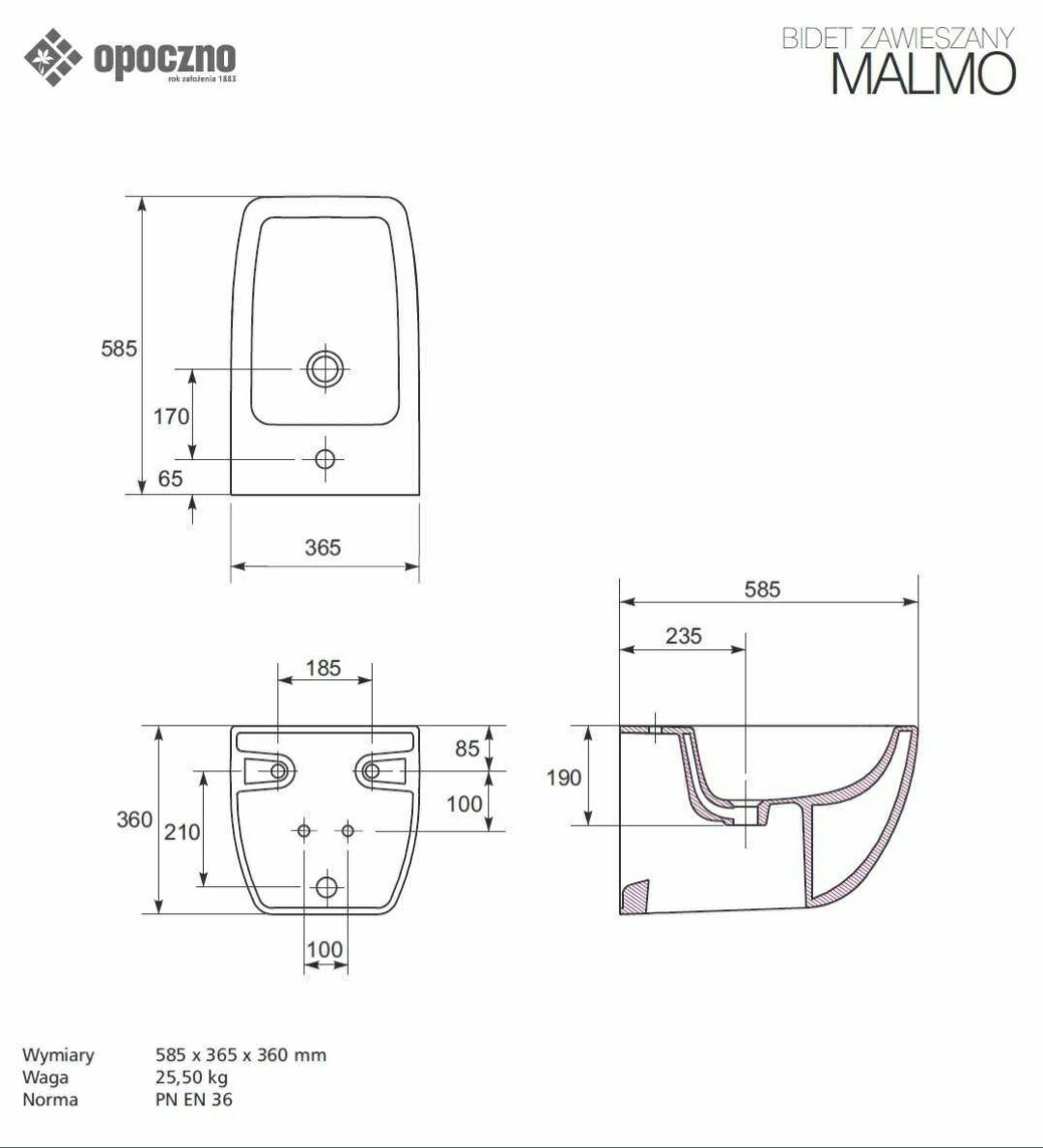 Bidet zawieszany opoczno malmo nowy