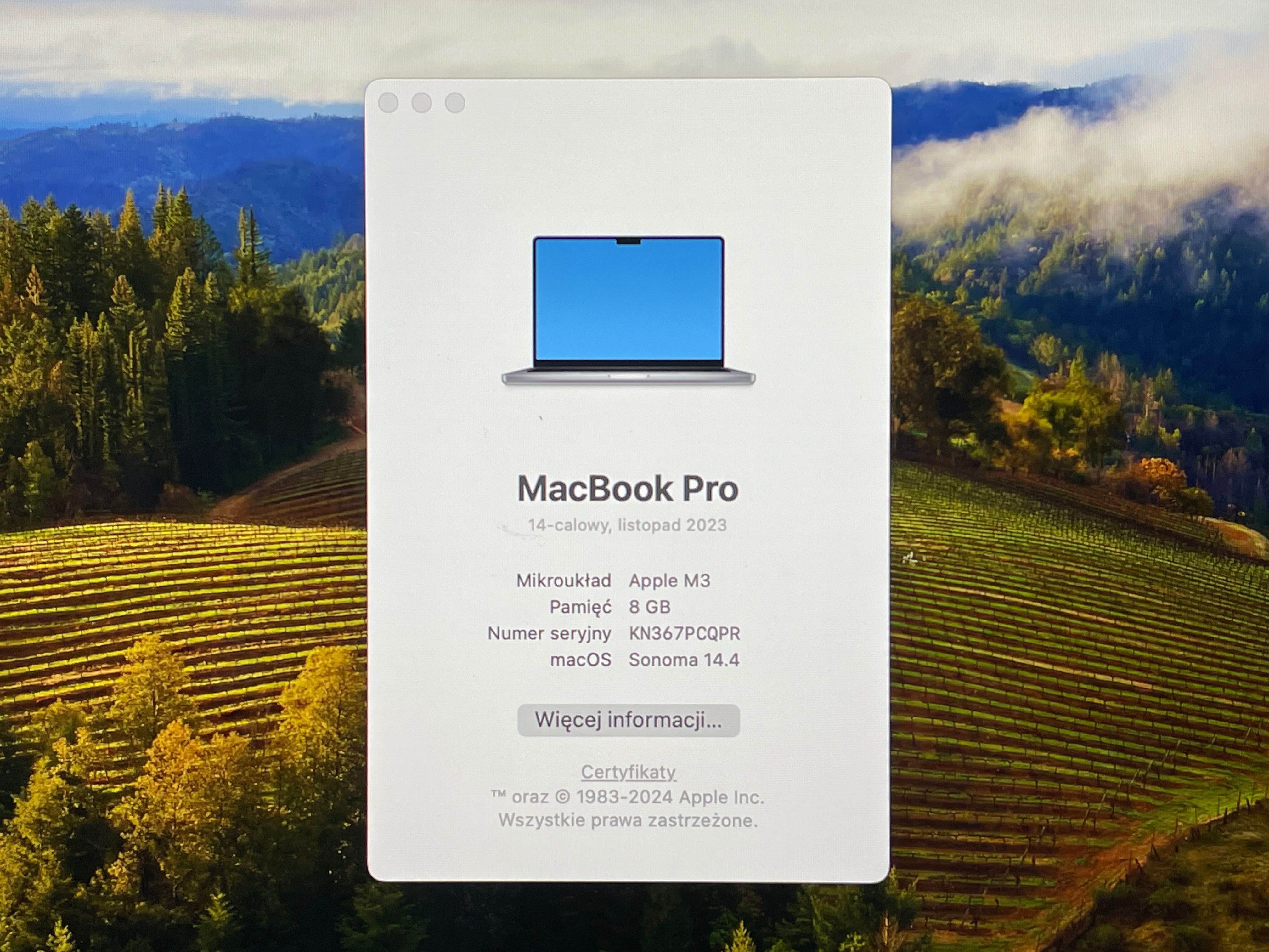 2023 MacBook Pro A2992 14" M3 8GB 512GB FV23% (MM201)